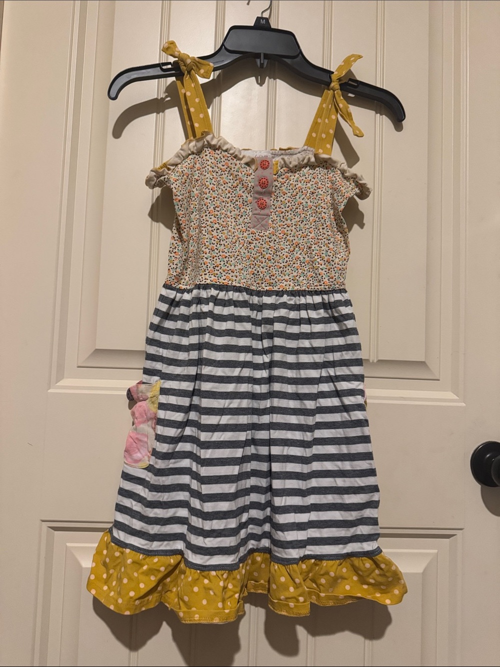 Girls' Matilda Jane Mixed-Print Yellow Tie-Shoulder Summer Dress